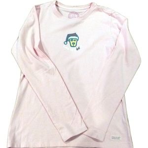 Life Is Good pink Santa dog l/S Tee small